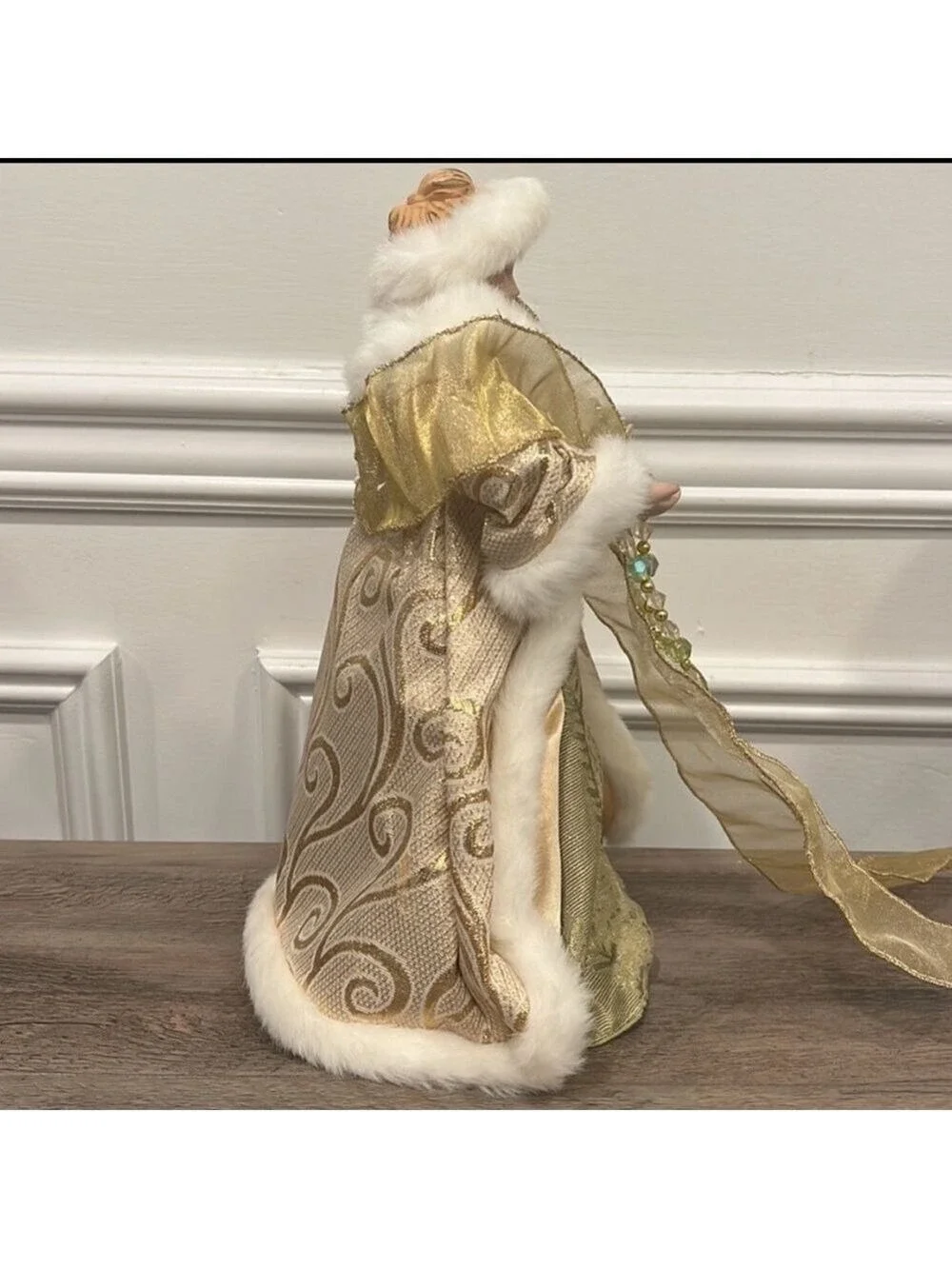 Vintage Victorian Golden Angel Tree Topper Christmas Tree Topper